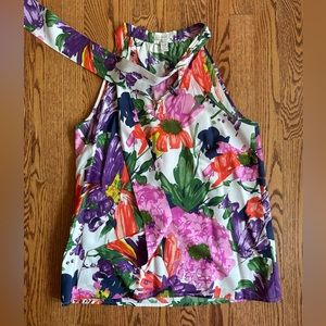 J. Crew Sleeveless Blouse with Flowers